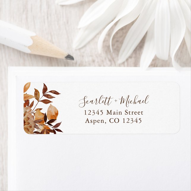 Elegante Hochzeit im Herbst Rücksendeadresse (Elegant Fall Floral Wedding Return Address Label by Painted Paperie
)