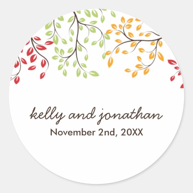 Elegante Hochzeit im Herbst Stickers (Vorderseite)