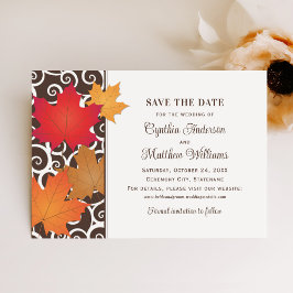 Elegante Hochzeit im Herbst von Herbstblättern und Save The Date