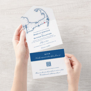 Elegante Hochzeit im Wychmere Beach Club All In One Einladung