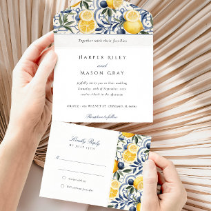 Elegante Hochzeit im Zitrus-Stil mit abtrennbarer All In One Einladung