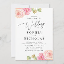 Elegante Hochzeit in Aquarellfarbe Rosa Blütenblüt