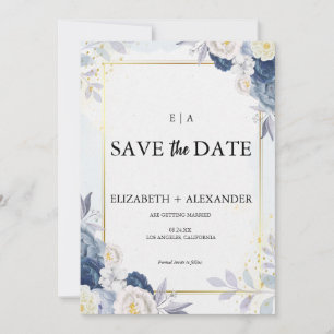 Elegante Hochzeit in Blau und Gold Save The Date