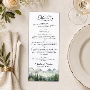 Elegante Hochzeit in den Bergen und zwischen Pinie Menükarte
