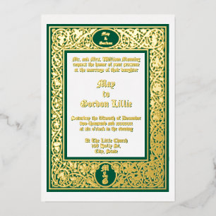 Elegante Hochzeit in Foliage und an der Blumengren Folieneinladung