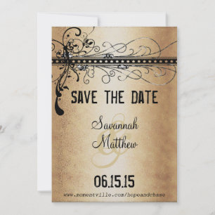 Elegante Hochzeit in Gold und Schwarz Save The Date