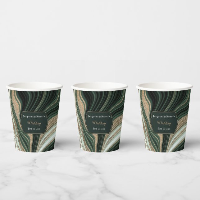 Elegante Hochzeit in Grün und Gold Pappbecher (Multi)