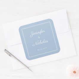 Elegante Hochzeit in Powder Blue Schrift Quadratischer Aufkleber