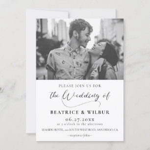 Elegante Hochzeit in romantischer Kalligrafie-Foto Einladung