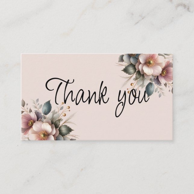 Elegante Hochzeit in Rosa, Blau und Creme Begleitkarte (Vorderseite)