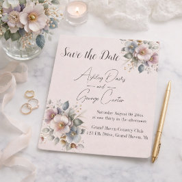 Elegante Hochzeit in Rosa, Blau und Creme Save The Date