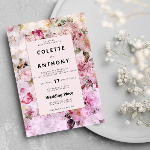 Elegante Hochzeit in Rosa Einladung