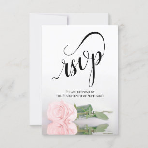Elegante Hochzeit in Rosa Rosa mit einem langen St RSVP Karte