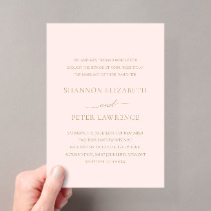 Elegante Hochzeit in Rosa und Gold Klassik Acryleinladungen