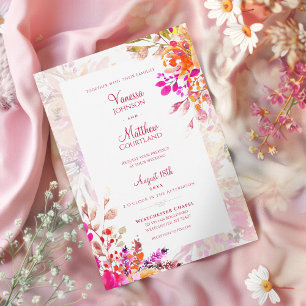 Elegante Hochzeit in Rosa und Orange Wasserfarbe Einladung