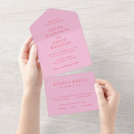 Elegante Hochzeit in Rosa und Rot All In One Einladung