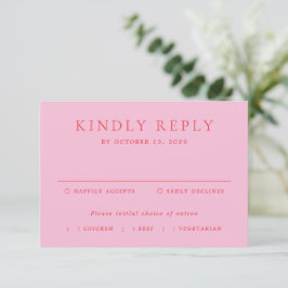 Elegante Hochzeit in Rosa und Rot RSVP Karte
