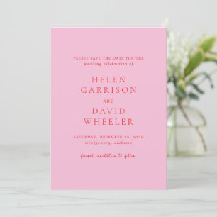 Elegante Hochzeit in Rosa und Rot Save The Date