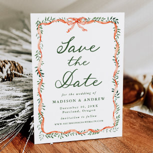 Elegante Hochzeit in Rot und Grün Save The Date