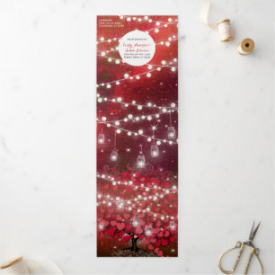 Elegante Hochzeit in Rot und Schwarz Dreifach Gefaltete Einladung