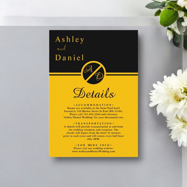 Elegante Hochzeit in Schwarz und Gold Begleitkarte (Von Creator hochgeladen)
