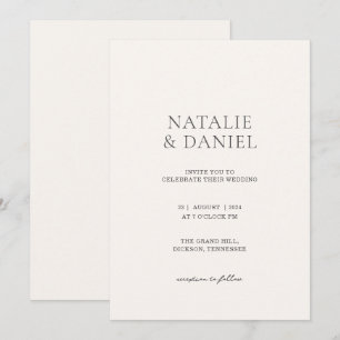 Elegante Hochzeit in Soft Ivory und Charcoal Chic Einladung