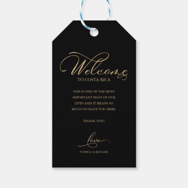 Elegante Hochzeit in Urlaubsort Herzlichen Dank Geschenkanhänger (Vorderseite)