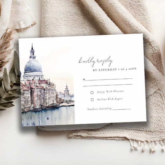 Elegante Hochzeit in Venedig - Italienische Kanäle RSVP Karte (Von Creator hochgeladen)