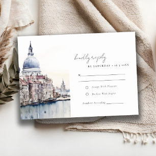 Elegante Hochzeit in Venedig - Italienische Kanäle RSVP Karte