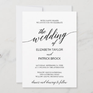 Elegante Hochzeit in Weiß und Schwarz Einladung
