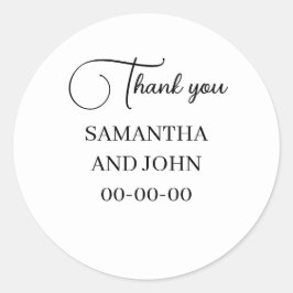 Elegante Hochzeit - Individuelle Namen & Datum Runder Aufkleber