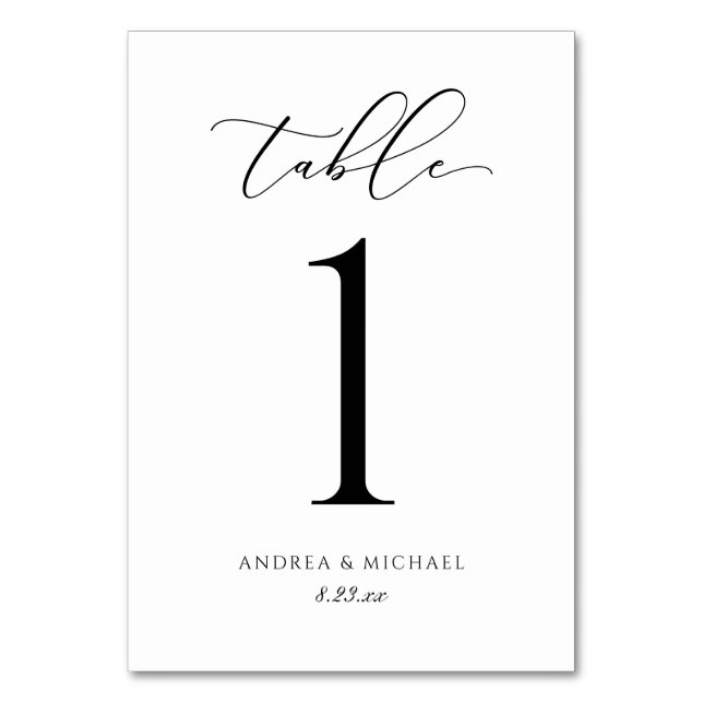 Elegante Hochzeit Kalligrafie Schrift Tisch Nummer Tischnummer (Vorderseite)
