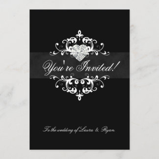 Elegante Hochzeit laden das Schwarz-weiße Einladung