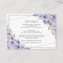 Elegante Hochzeit Lila Lilac Floral Silver Details Begleitkarte