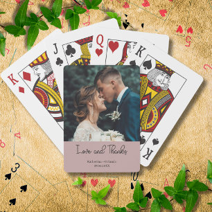 Elegante Hochzeit Mauve Liebe und Dank Foto Spielkarten