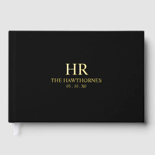 Elegante Hochzeit Minimalistisches Monogramm Schwa Gästebuch