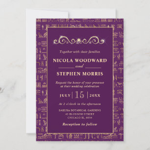 Elegante Hochzeit mit ägyptischen Hieroglyphen in Einladung