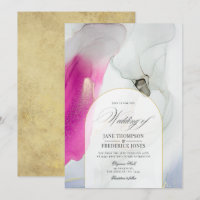 Elegante Hochzeit mit Alkohol-Tinte in Rosa, Grau