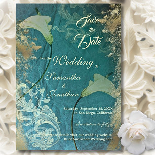 Elegante Hochzeit mit Aquamarinen und Vintagen Blu Save The Date