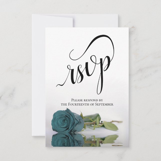 Elegante Hochzeit mit Aquamariner Rose RSVP Karte (Vorderseite)