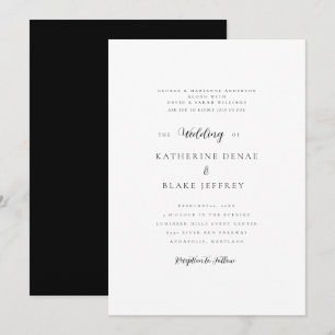 Elegante Hochzeit mit beiden Eltern schwarz & weiß Einladung