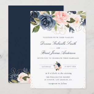 Elegante Hochzeit mit blühenden Blumen Einladung