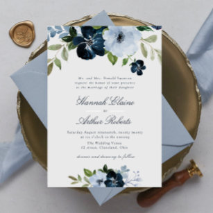 elegante Hochzeit mit blühenden Blumen Einladung