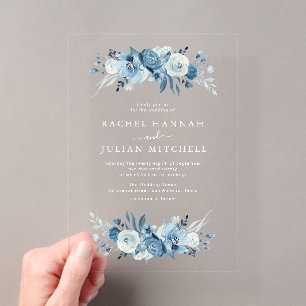 Elegante Hochzeit mit Blumen Acryleinladungen