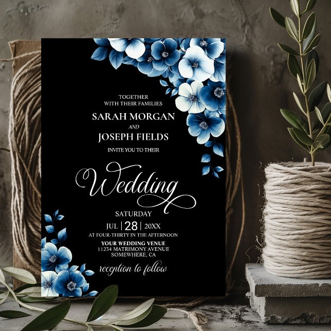 Elegante Hochzeit mit Blumen Einladung (Von Creator hochgeladen)