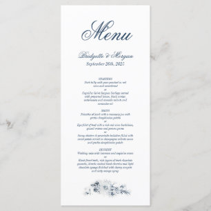 Elegante Hochzeit mit Blumen Menükarte