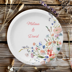 Elegante Hochzeit mit Blumen Pappteller