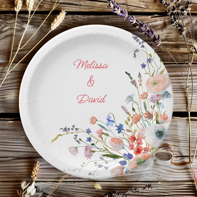 Elegante Hochzeit mit Blumen Pappteller (Von Creator hochgeladen)