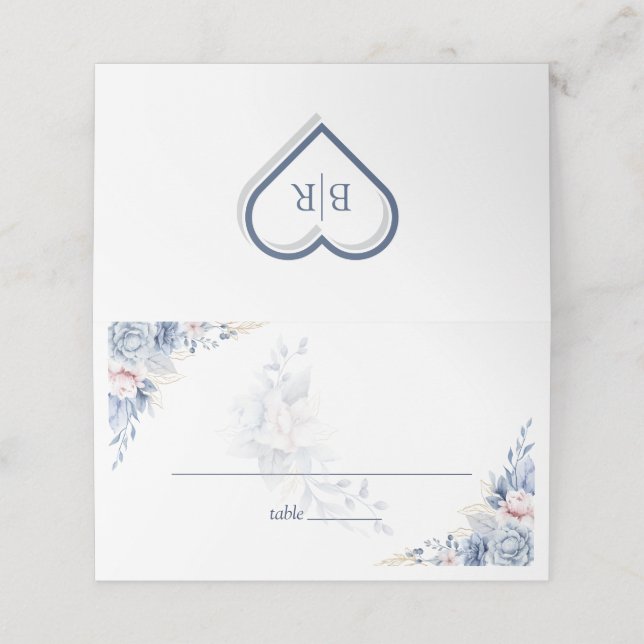 Elegante Hochzeit mit Blumen Platzkarte (Außenseite Aufgefaltet)