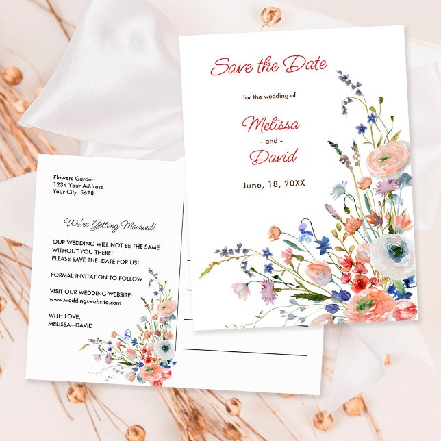 Elegante Hochzeit mit Blumen Postkarte (Von Creator hochgeladen)